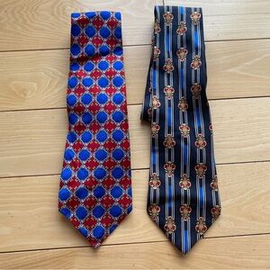 Set Of 2: Christian Dior 100% Silk Neck Ties
